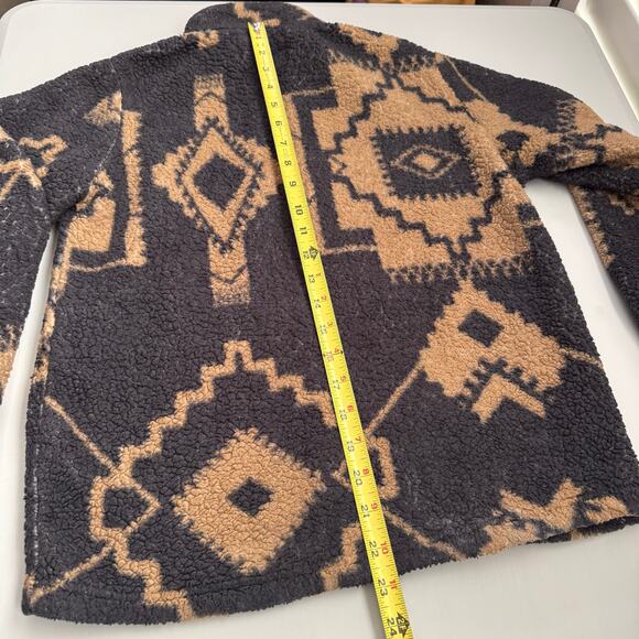 Hooey Quarter Zip Aztec Pattern Fleece Pullover Black Tan Youth Boys Size L - Picture 9 of 9